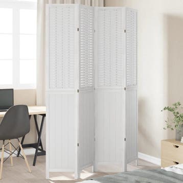 vidaXL Kamerscherm met 4 panelen massief paulowniahout wit, Verzenden, Nieuw