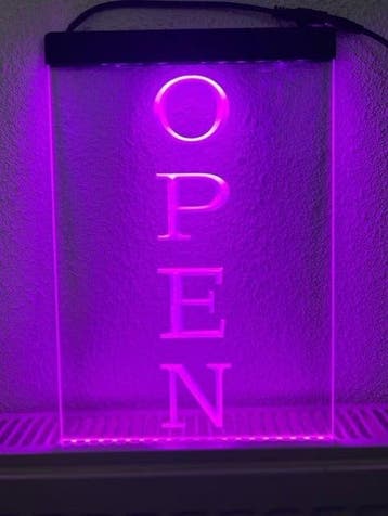 OPEN neon bord lamp LED verlichting reclame lichtbak VERTICA, Verzenden, Nieuw
