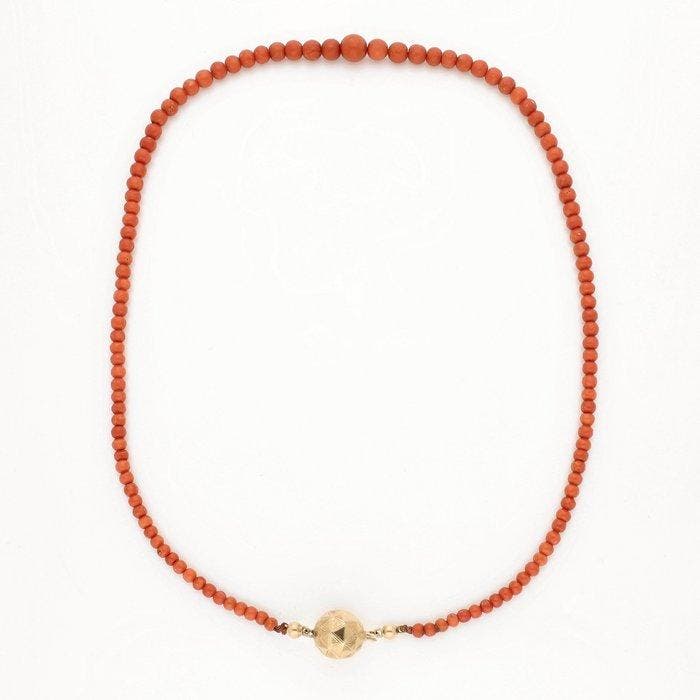 Sans prix de réserve - Collier - 14 carats Or jaune - corail, Bijoux, Sacs & Beauté, Colliers