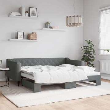 vidaXL Slaapbank met onderschuifbed 90x190 cm stof, Verzenden