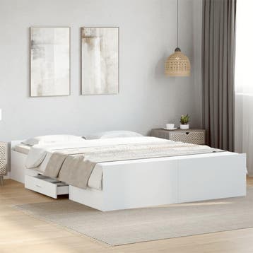 vidaXL Bedframe met lades bewerkt hout wit 140x200 cm, Huis en Inrichting, Slaapkamer | Bedden, Verzenden, Nieuw