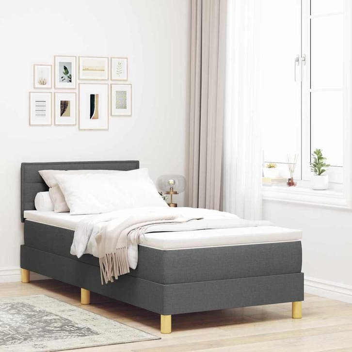 vidaXL LED Box Spring Bed met hoofdeinde Donkergrijs 90 x, Huis en Inrichting, Slaapkamer | Bedden, Nieuw, Verzenden