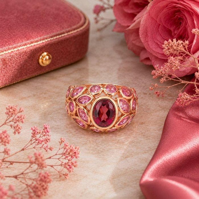 Sans prix de réserve - Bague Plaqué or Grenat - Tourmaline -, Bijoux, Sacs & Beauté, Bagues