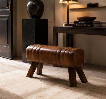 Gym Hall Bench - Real Leather - Banc d’entrée - Cuir, Bois, Antiquités & Art
