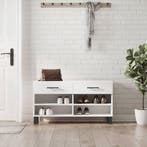 vidaXL Schoenenbank 102x35x55 cm bewerkt hout wit, Huis en Inrichting, Kasten | Schoenenkasten, Verzenden, Nieuw
