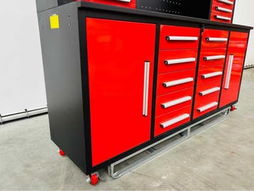 Veiling - RTE garagewerkbank met opbouwkast 220x60x170cm, Doe-het-zelf en Bouw, Nieuw