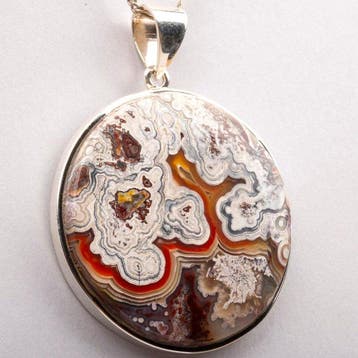 Pendentif en agate Crazy Lace en argent 925 – Mexique -
