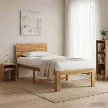 vidaXL Eenpersoonsbed met hoofdbord ROSTOCK Wit 100 x 200 cm, Verzenden
