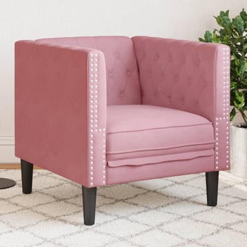 vidaXL Fauteuil Chesterfield-stijl fluweel roze, Huis en Inrichting, Verzenden, Nieuw