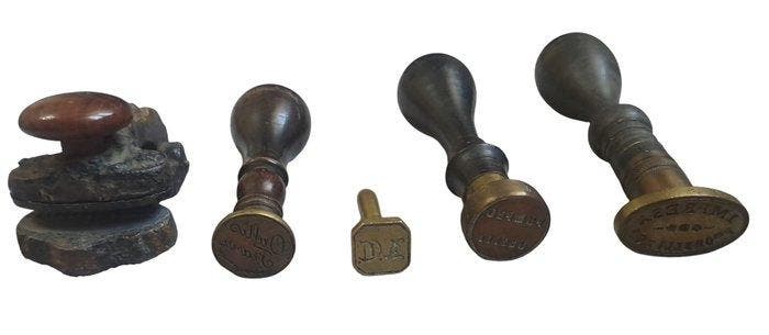 Bureauset (5) - brons hout, Antiek en Kunst, Curiosa en Brocante