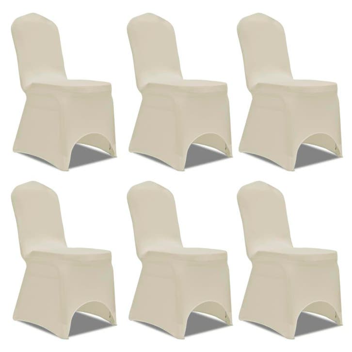 vidaXL Stoelhoes Stretch Crème (6 stuks), Tuin en Terras, Tuinmeubel-accessoires, Nieuw, Verzenden