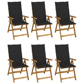 vidaXL Inklapbare stoelen 6 st met kussens massief, Verzenden, Nieuw