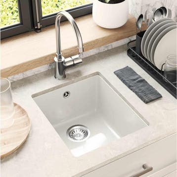 vidaXL Wasbak Wit 370 x 460 mm 80% Kwarts en 20% Hars, Verzenden, Nieuw
