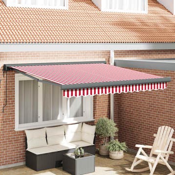 vidaXL Elektrische Zonneluifel 3 x 2,5 m Rood en Witte, Verzenden