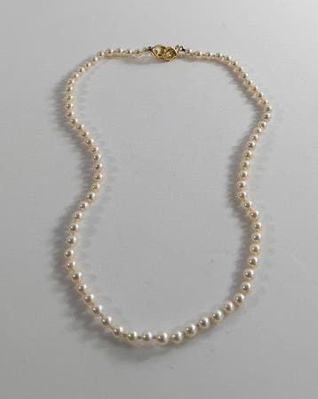 Collier ras du cou - 14 carats Or jaune Perle - Diamant