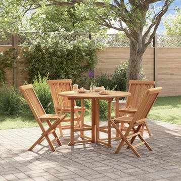 vidaXL 5-delige Tuinset inklapbaar massief teakhout, Tuin en Terras, Verzenden, Nieuw, Tuinset