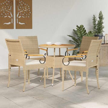 vidaXL Tuinstoelen 4 st Beige en Crème Wit Poly Rattan en, Tuin en Terras, Verzenden, Nieuw