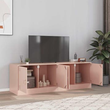 vidaXL Tv-meubelen 2 st 67x39x44 cm staal roze, Verzenden, Nieuw