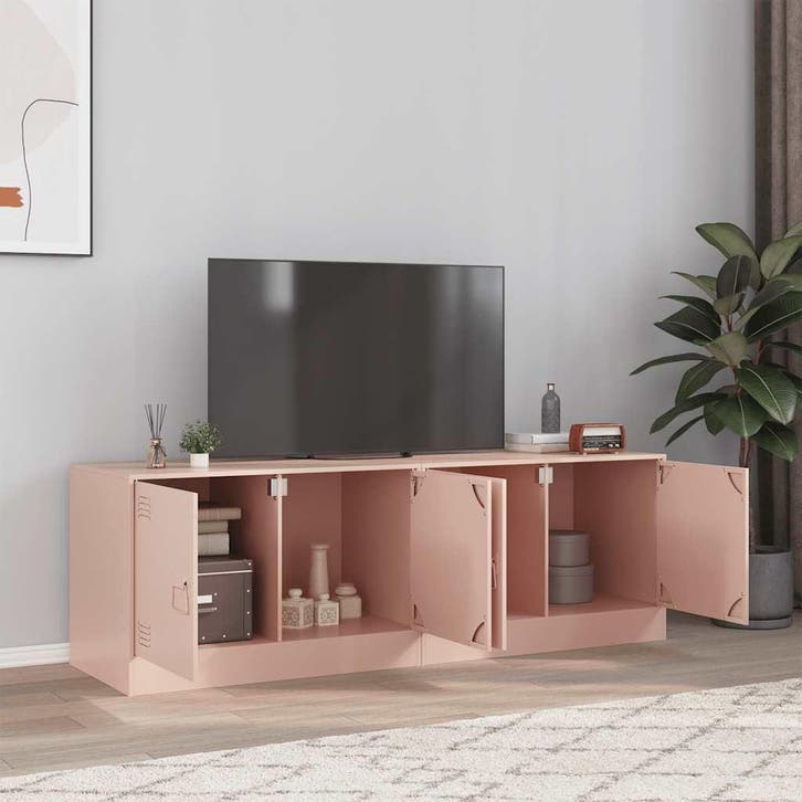 vidaXL Tv-meubelen 2 st 67x39x44 cm staal roze, Huis en Inrichting, Kasten |Televisiemeubels, Nieuw, Verzenden