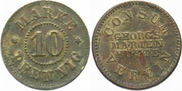 10 Pfennig ohne Jahr Georgsmarienhuette Consum Verein, Postzegels en Munten, Verzenden