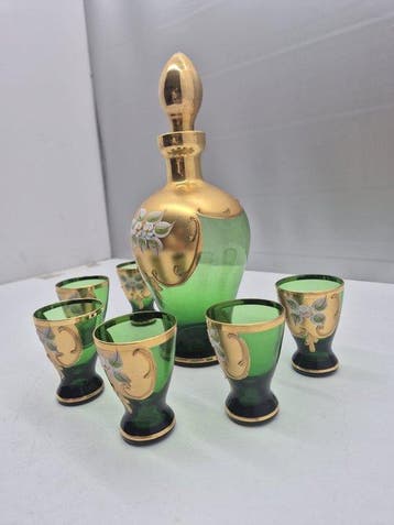 Drankservies (7) - Glas, Verguld - Stile Murano Tre Fuochi