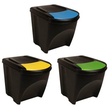 vidaXL Vuilnisbakken 3 st stapelbaar 75 L antracietkleurig, Verzenden, Nieuw