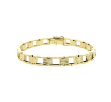 Gouden fantasie schakelarmband., Ophalen of Verzenden, Gebruikt, Goud, Goud