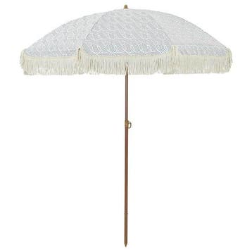 Parasol plage 160x196cm - Gris/Blanc - Etat neuf - Retour..., Verzenden