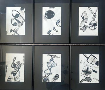 Jurjen de Haan (1936–2018) - Serie van 6 originele, Antiek en Kunst