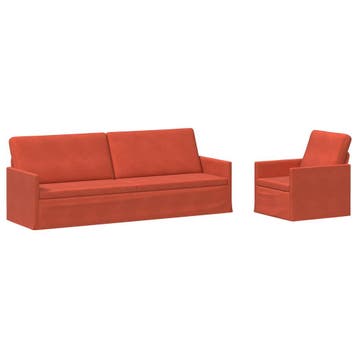 vidaXL bank / zetelstel 2 pcs Rood Oranje Corduroy stof, Verzenden