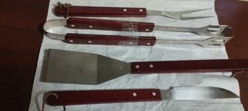 Eetservies voor 6 (4) - Staal, Hout - Barbecue-set van