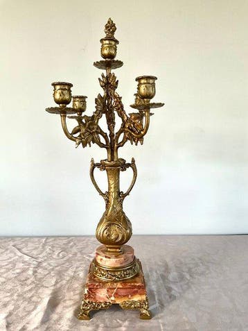 Kandelaber - Marmer, Zinklegering, Brons - Belangrijke