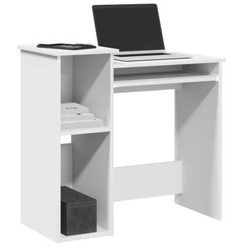 vidaXL Bureau met schappen 84x40x78 cm bewerkt hout wit, Verzenden, Nieuw