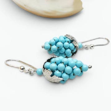Turquoise - Argento 925 - Oorbellen - oorbellen met trosjes
