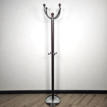 Porte-manteau - portemanteau sur pied - Bois, Chromé(e)