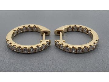 Veiling - Gouden oorbellen ingelegd met diamant, Handtassen en Accessoires, Nieuw