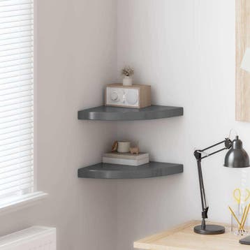 vidaXL Hoekschappen zwevend 2 st 35x35x3,8 cm MDF hoogglans, Verzenden