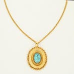 Ketting met hanger - 18 karaat Geel goud Turquoise