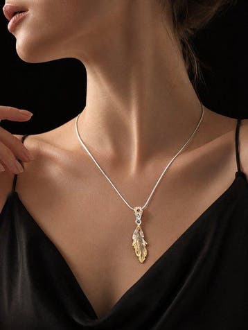 Ametrine Kristal Blad Ketting - 925 Sterling Zilver -