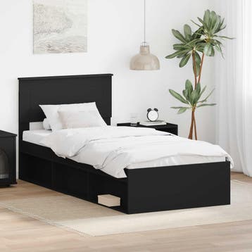 vidaXL Bedframe met hoofdeinde Zwart 90 x 200 cm Bewerkt, Verzenden, Nieuw