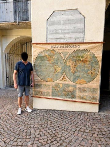 Vallardi - Uitzonderlijk grote Italiaanse schoolwandkaart, Nieuw