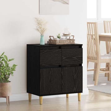 vidaXL Dressoir Zwart Eiken 60 x 35 x 70 cm Bewerkt hout, Verzenden, Nieuw