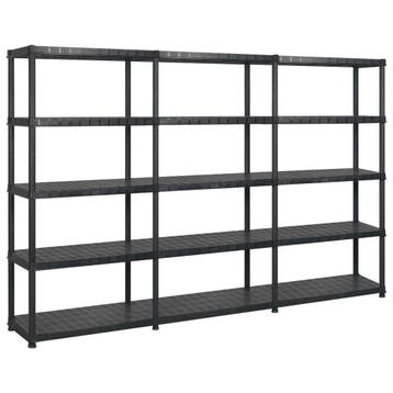 vidaXL Opbergrek 5-laags 274,5x45,7x185 cm kunststof zwart, Verzenden