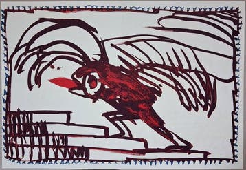 Pierre Alechinsky (1927) - Oiseau N14 , 1988