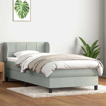 vidaXL Boxspring met matras fluweel lichtgrijs 90x220 cm, Verzenden, Nieuw