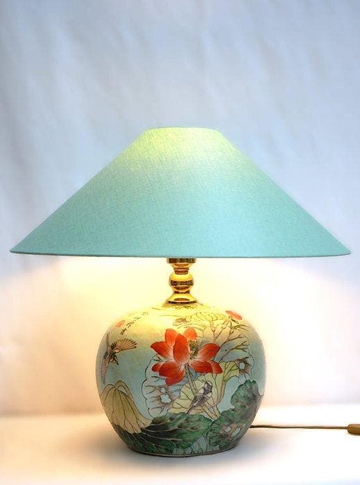 Lamp - Porselein, Messing, handbemalt - Gemaakt in Duitsland, Antiquités & Art, Art | Objets design