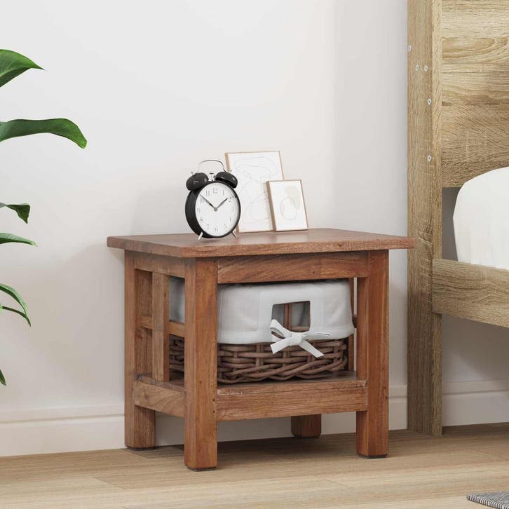 vidaXL Bijzettafel Bruin 38 x 28 x 35 cm Massief mahoniehout, Huis en Inrichting, Slaapkamer | Nachtkastjes, Nieuw, Verzenden