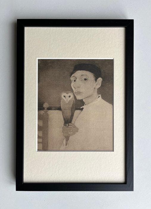 Jan Mankes (1889-1920) - Zelfportret met Uil, Antiquités & Art, Antiquités | Autres Antiquités