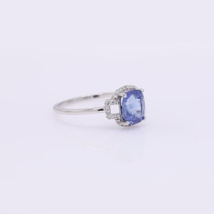 Zonder minimumprijs - Ring Platina - 1.83ct. tw. Saffier -, Handtassen en Accessoires, Ringen