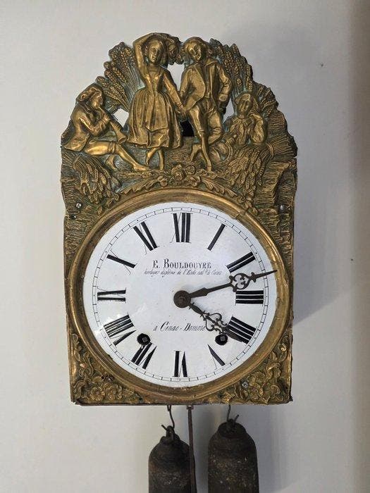 Comtoise klok - metaal, messing, emaille - 1850-1900, Antiek en Kunst, Antiek | Klokken